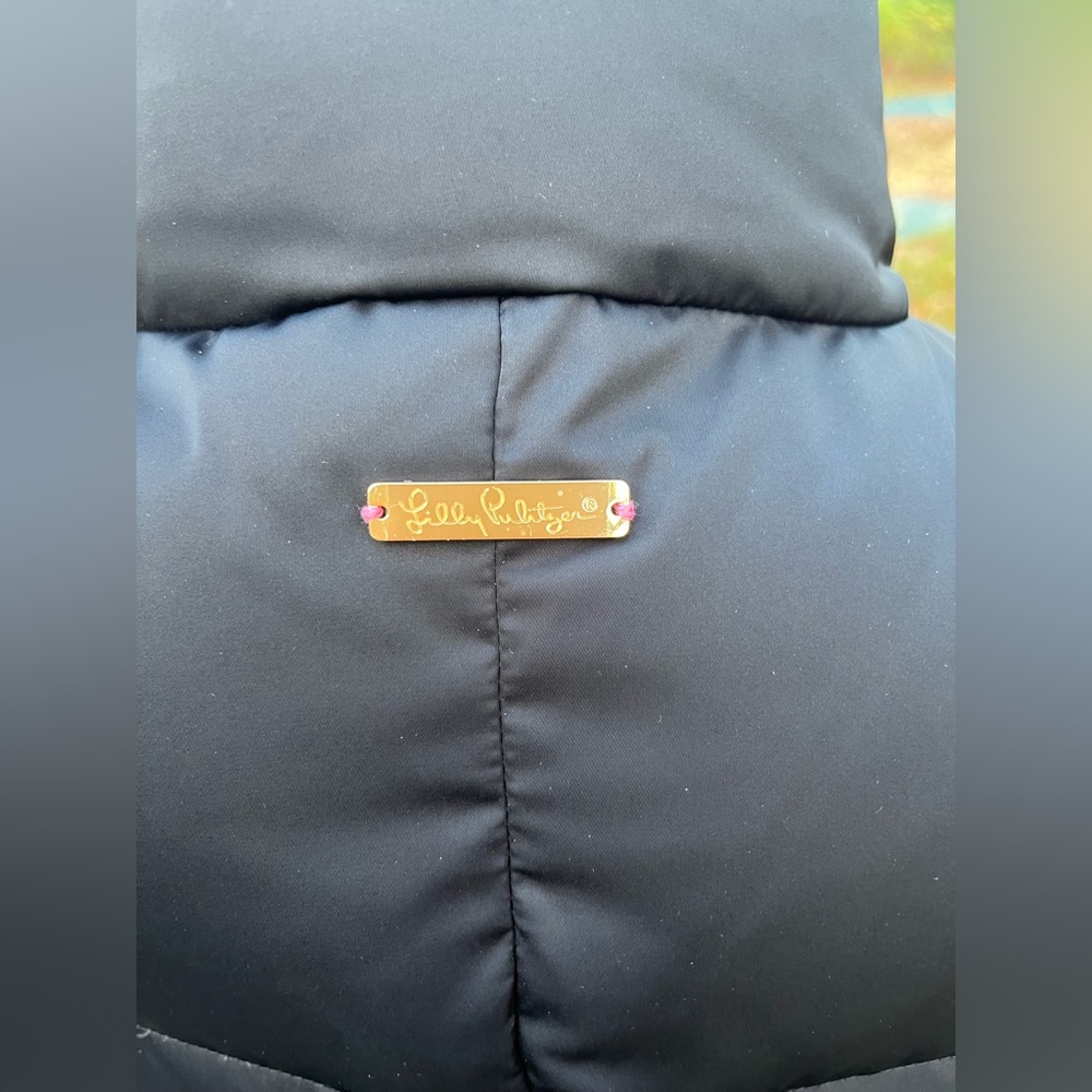 LILLY PULITZER Black Puffer Vest with Gold Buttons - Picture 7 of 11